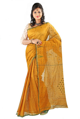 

Hawai Self Design Tant Handloom Cotton Saree(Brown)