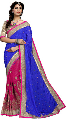 

Jiya Self Design, Embroidered, Embellished Fashion Jacquard, Jacquard Saree(Pink, Blue, Beige), Beige;blue;pink