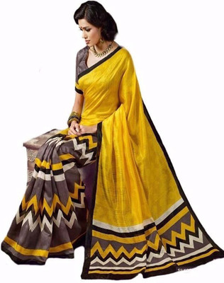 

Kesar Sarees Printed Bhagalpuri Art Silk Saree(Yellow)