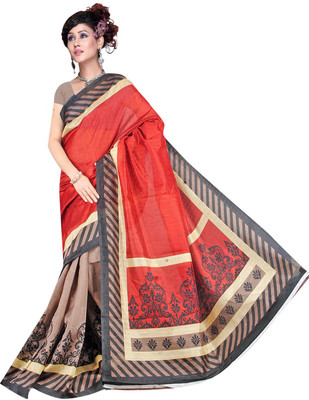 

Khoobee Self Design Fashion Silk Saree(Red, Beige, Brown), Beige;brown;red