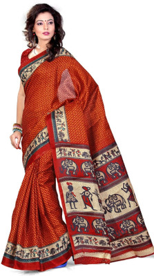 

Cenizas Printed, Animal Print Fashion Art Silk Saree(Multicolor), Orange
