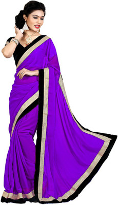 

Indian Wear Online Solid Fashion Chiffon Saree(Purple)