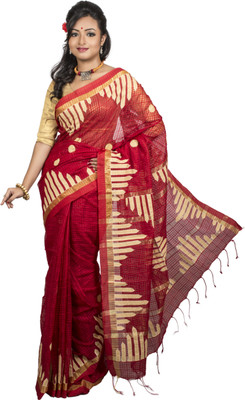 

monidipa Self Design Fashion Cotton Saree(Red)