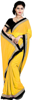 

Indian Wear Online Plain Fashion Chiffon Saree(Yellow)