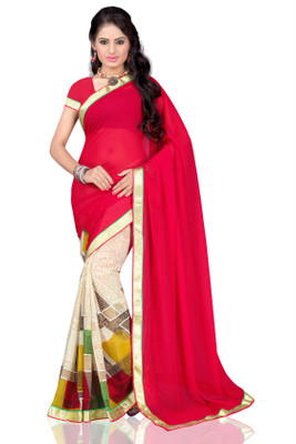 

Khoobee Self Design, Printed Fashion Georgette Saree(Red, Beige, Multicolor), Beige;multicolor;red