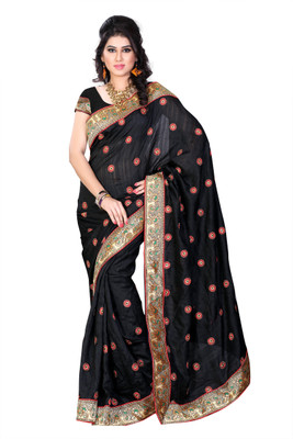 Diva Fashion-Surat Embroidered Bollywood Handloom Art Silk Saree(Black)