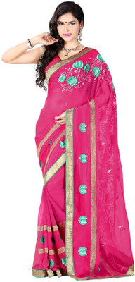 

Khushali Embroidered Fashion Chiffon Saree(Pink)