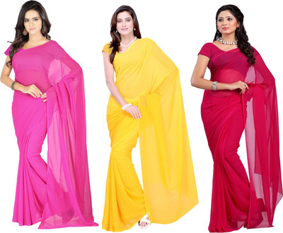 

Multi Retail Solid Bollywood Georgette Saree(Pack of 3, Multicolor)