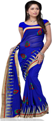 

Meghdoot Self Design Fashion Chiffon Saree(Multicolor), Blue