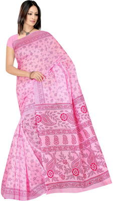 revathi textiles Printed Gadwal Cotton Saree(Pink)