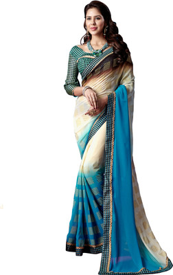 

Jiya Self Design, Printed Fashion Georgette Saree(Beige, Light Blue, Brown), Beige;brown;light blue