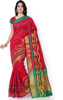 Makeway Geometric Print Kanjivaram Art Silk Saree(Pink) available at flipkart for Rs.499