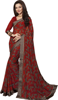 Vishal Self Design Bollywood Georgette Saree(Brown, Red)