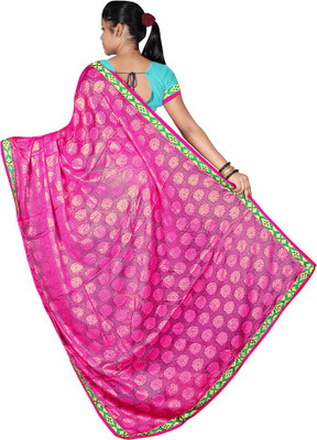 

Indian Wear Online Embroidered Fashion Georgette Saree(Pink)