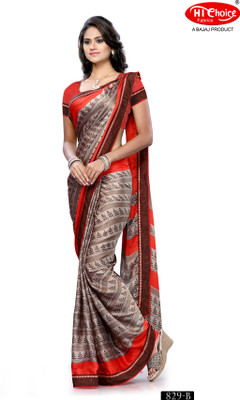 

Hi-Choice Printed Fashion Satin Saree(Brown)
