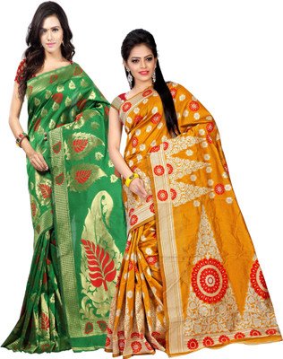 

Weavedeal Embellished Kanjivaram Silk Cotton Blend Saree(Pack of 2, Multicolor)