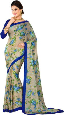 

Khoobee Self Design, Printed Fashion Satin, Chiffon Saree(Beige, Multicolor)