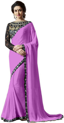 

Monika Silk Mill Embroidered Daily Wear Chiffon, Satin Saree(Purple)