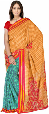 

Jaipur Kurti Printed Daily Wear Georgette Saree(Brown, Green), Blue;light brown