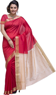 

Ishin Solid Fashion Poly Silk Saree(Red)