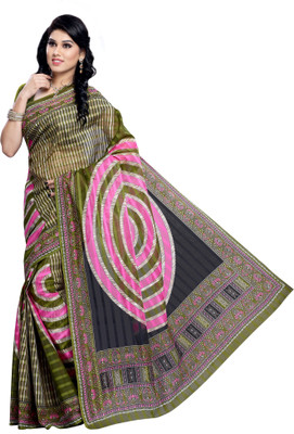 

Hi-Choice Striped Fashion Cotton Saree(Green)