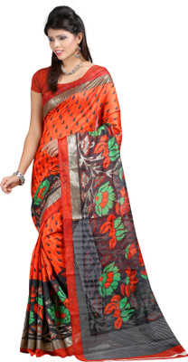 

Anushree Saree Printed Bhagalpuri Khadi Saree(Multicolor), Red
