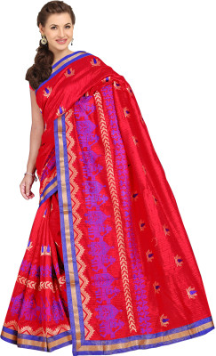 

Urban Vastra Embroidered Bhagalpuri Dupion Silk Saree(Red)