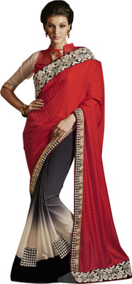 

Ewows Self Design Fashion Jacquard Saree(Multicolor), Black;red