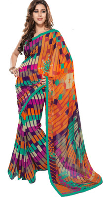 

K D Collection Printed Daily Wear Chiffon Saree(Green), Multicolor
