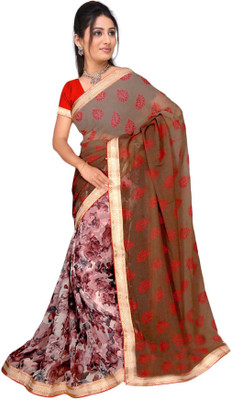 

Khushali Self Design, Printed Fashion Georgette Saree(Multicolor), Dark mehandi;multicolor