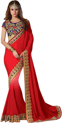 

Bhavi Solid Fashion Georgette Saree(Red)