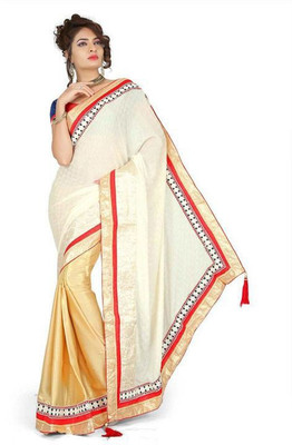 

AVR FASHIONS Solid Fashion Chiffon Saree(Gold), Golden