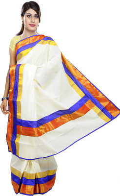 

Fashionkiosks Self Design Balarampuram Handloom Cotton Saree(Multicolor), Cream