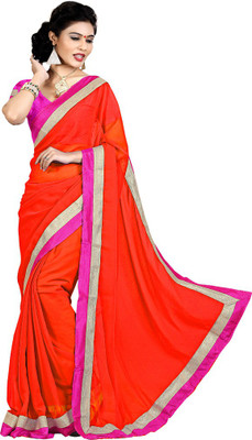 

Indian Wear Online Plain Fashion Chiffon Saree(Red)