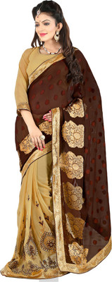 

Manthan Embroidered Daily Wear Georgette Saree(Brown, Beige)