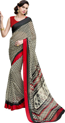

Parisha Printed Daily Wear Georgette Saree(Black, White)