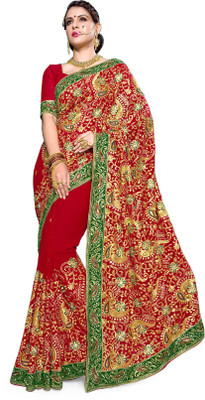 

Sourbh Sarees Embroidered Fashion Georgette Saree(Red)