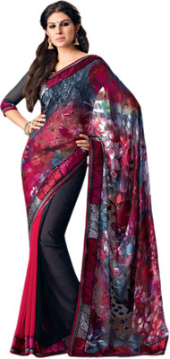 

Vishal Floral Print Bollywood Satin Saree(Multicolor), Black