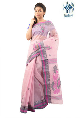 

Tantuja Self Design Tangail Handloom Cotton Saree(Pink), Light pink