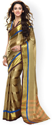 

Indian Wear Online Printed Fashion Cotton Saree(Gold), Blue