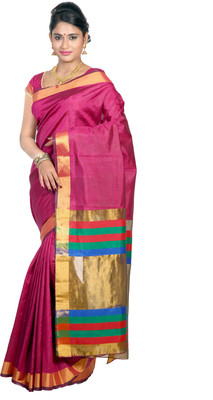 

Mimosa Woven Kanjivaram Raw Silk Saree(Pink), Rani