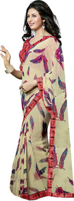 

Parisha Self Design, Printed Fashion Georgette Saree(Beige)