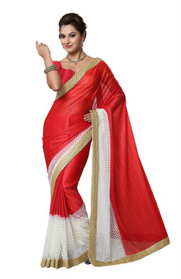 

Ishin Embellished Fashion Lycra Saree(Red)