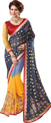 

Lovelylook Embroidered Fashion Georgette Saree(Multicolor), Navy blue;red