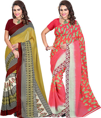 

Araja Printed Fashion Georgette Saree(Pack of 2, Pink)
