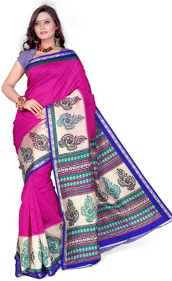 

Cenizas Printed Fashion Crepe Saree(Multicolor), Pink