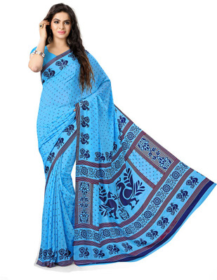 

Urban Vastra Animal Print Fashion Crepe Saree(Blue)
