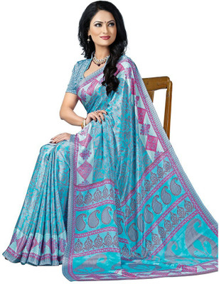 

Desi Butik Printed Fashion Crepe Saree(Blue)