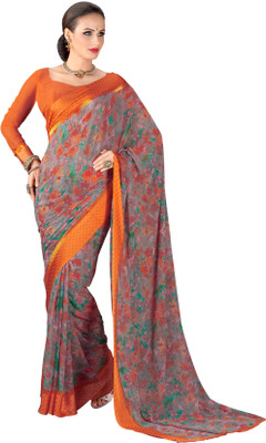 

Khushali Self Design, Printed Fashion Georgette Saree(Multicolor, Orange)