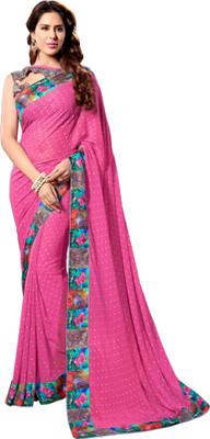 

Khoobee Self Design Fashion Georgette Saree(Pink)